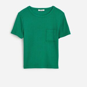 Madewell Fitted Ribbed Crewneck Tee in Verdant Green - Size XS - NWT